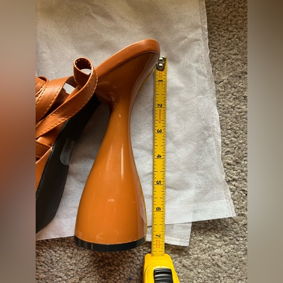 Elaine Sculpted & Strappy: Almond Brown Platform Chunky Heel Sandals - Picture 7 of 11